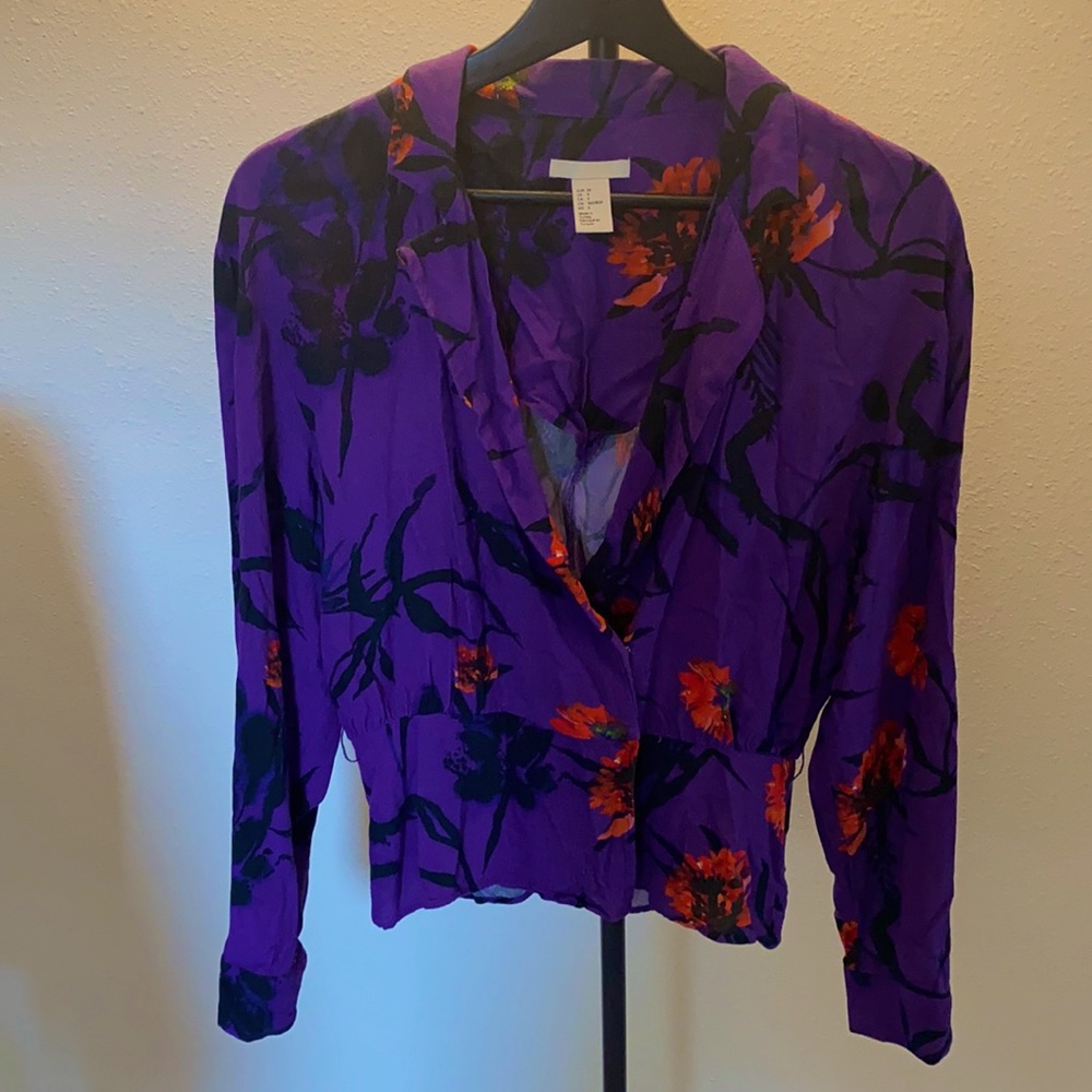Purple top with flowers